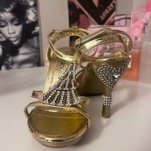 Y2k Gold Rhinestone Heels